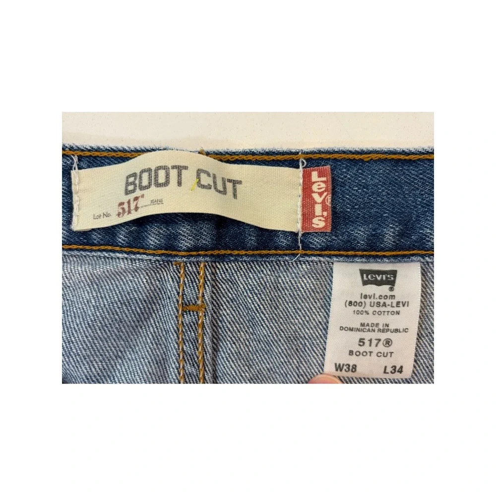 Levis 517 Mens Bootcut Jeans Medium Wash Denim Blue 38x34 Red Tab Western